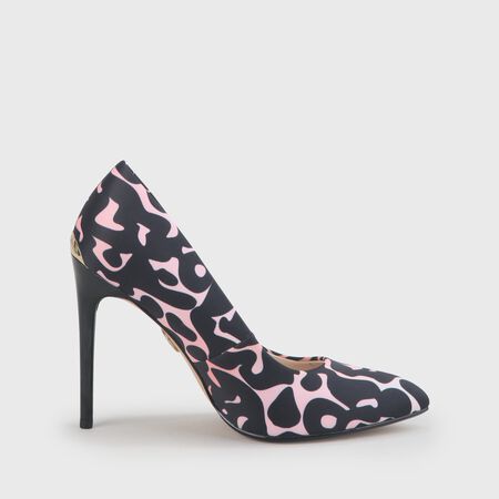 Roselle Pump Satin, leopard schwarz/pink