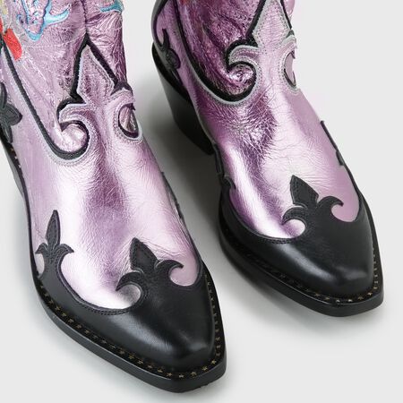 Garcia Cowboy-Boot Leder Schwarz / Pink