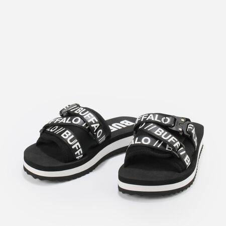 Sage Slide platform sandals vegan, black
