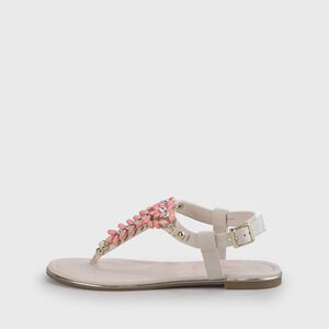 Rosalie vegan flat sandals suede look, beige/coral