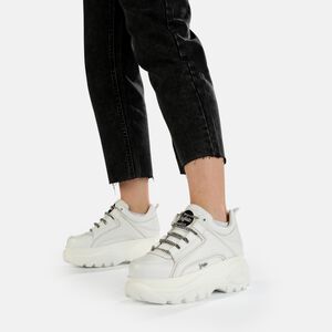  Classic sneakers basse pelle, bianco/argento