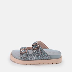 Eve Glam platform sandals vegan, silver-aqua