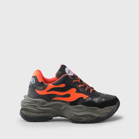 Eyza P Baskets cuir, camouflage/orange fluo