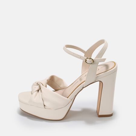 Amber Bow heeled sandal, white
