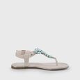 Rosalie vegan flat sandals suede look, beige/coral