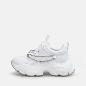 Binary Chain Trainer Low vegan, white with silver chain
