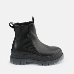 Aspha Chelsea vegan mid ankle boots, black/transparent