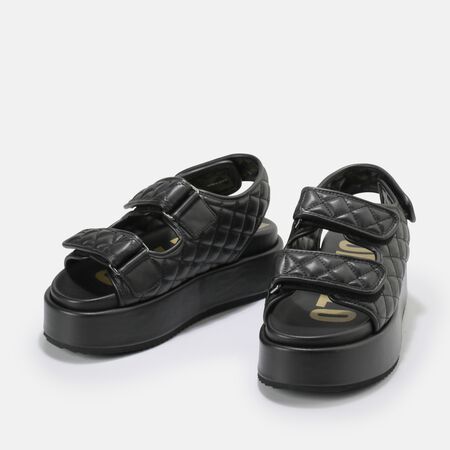 Noa Quilt platform sandals vegan, black