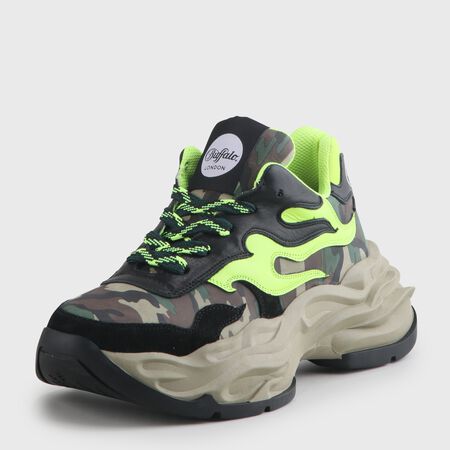 Eyza P Sneaker Leder, camouflage/neongelb