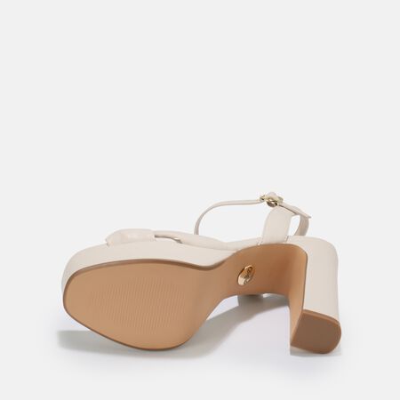Amber Bow heeled sandal, white